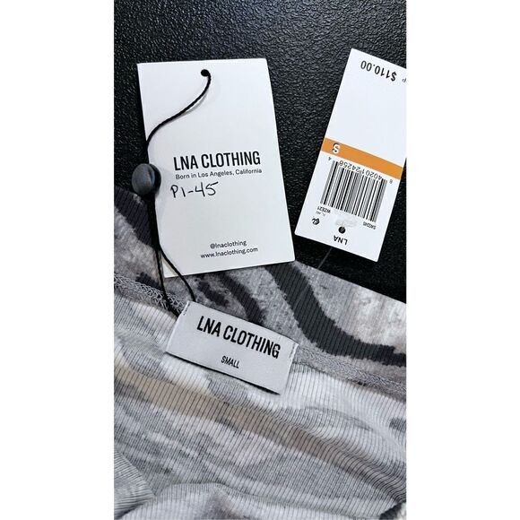 LNA WOMENS RUCHED RIBBED MINI SKIRT GREY ZEBRA PRINT SIZE S NEW P1-45 - Picture 10 of 11